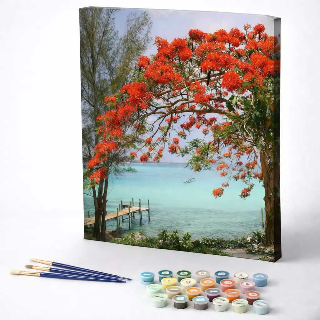 Flame Tree by the Lagoon