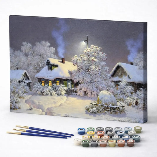 Snowy Village Night