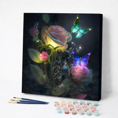 Glowing Roses and Butterflies