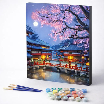 Moonlit Sakura Bridge